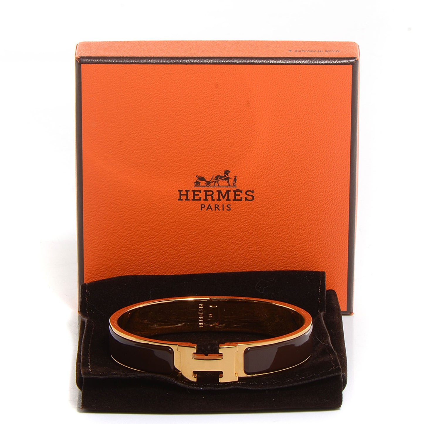 Enamel Narrow Clic Clac H Bracelet GM Moka