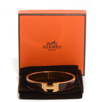 Hermes Enamel Narrow Clic Clac H Bracelet GM Moka 5 of 5