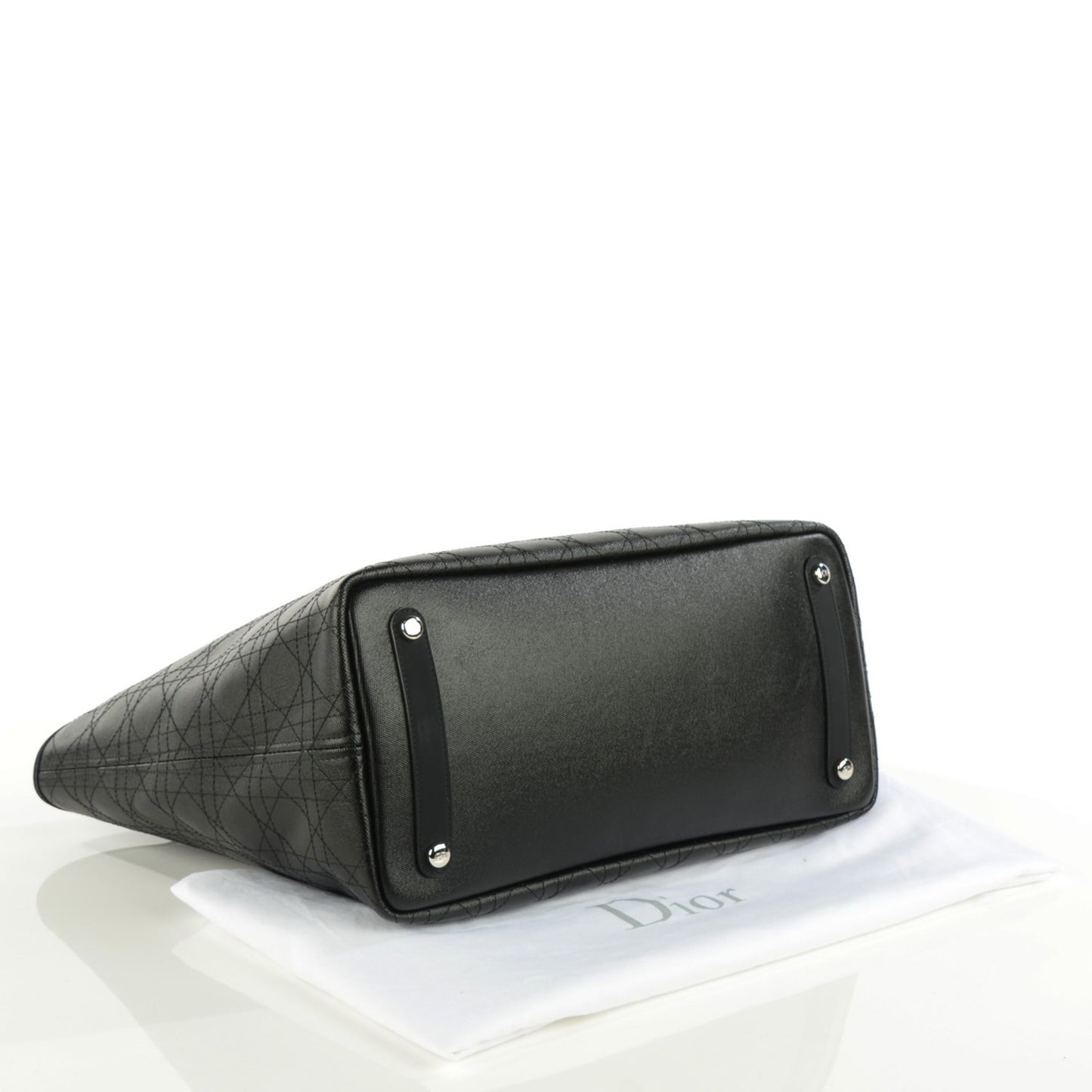 Coated Canvas Cannage Panarea Shopping Tote Black