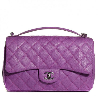 Chanel Elaphe Snakeskin Quilted Jumbo Easy Carry Flap Purple 1 of 16