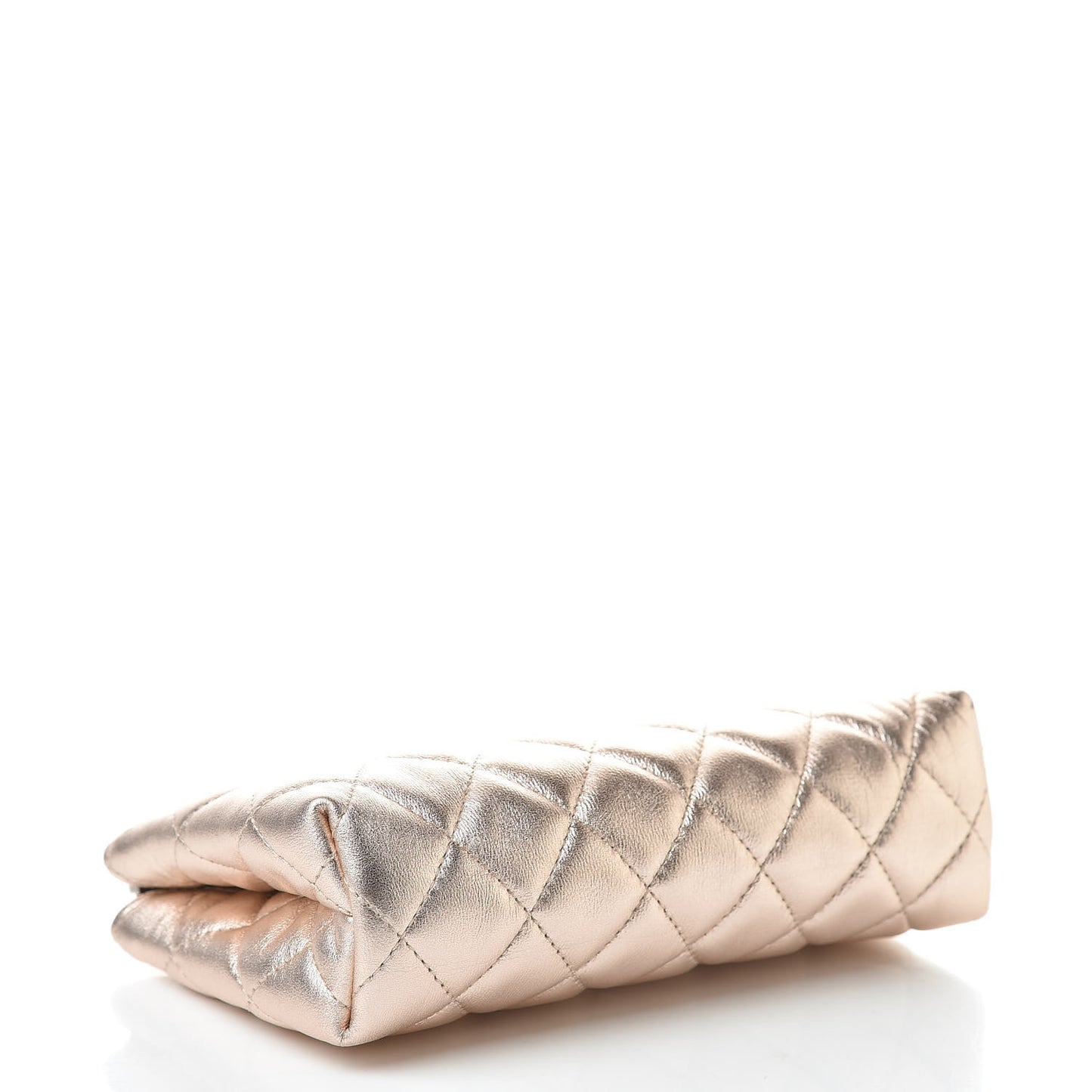 Metallic Lambskin Quilted Small Cosmetic Pouch Light Pink