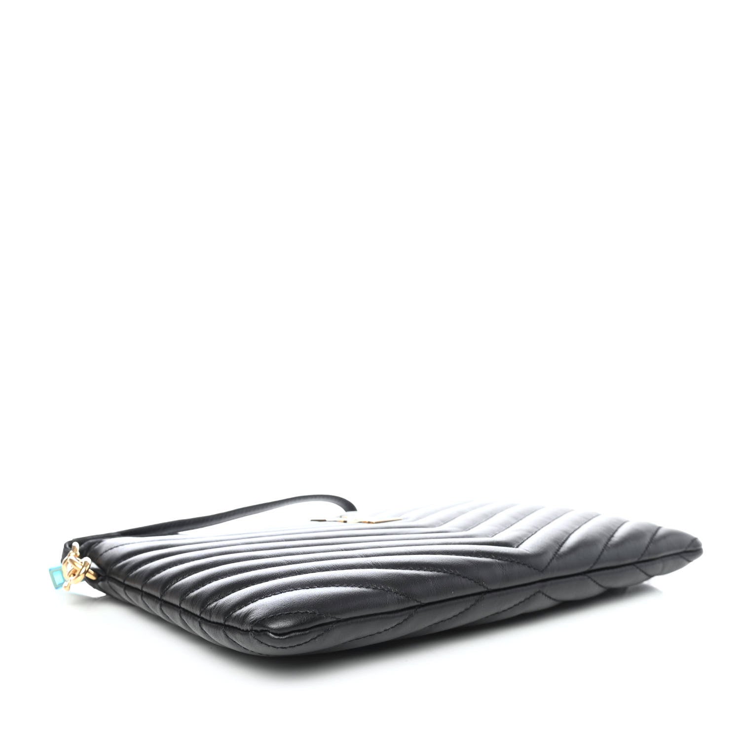 Saint Laurent Calfskin Matelasse Chevron Monogram A5 Wristlet Black 3 of 4