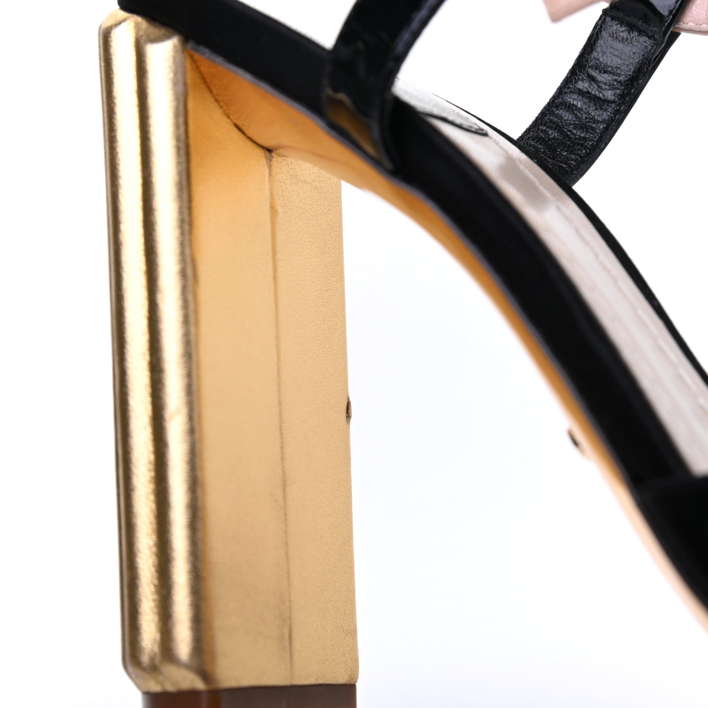 Satin Crystal Embellished Ankle Strap Sandals 39.5 Black