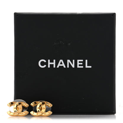 Chanel Metal CC Paris Button Stud Earrings Gold 5 of 5