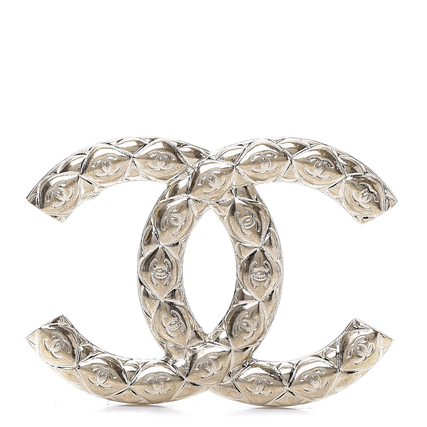 Chanel Metal CC Diamond Quilted Brooch Light Gold 1 of 5
