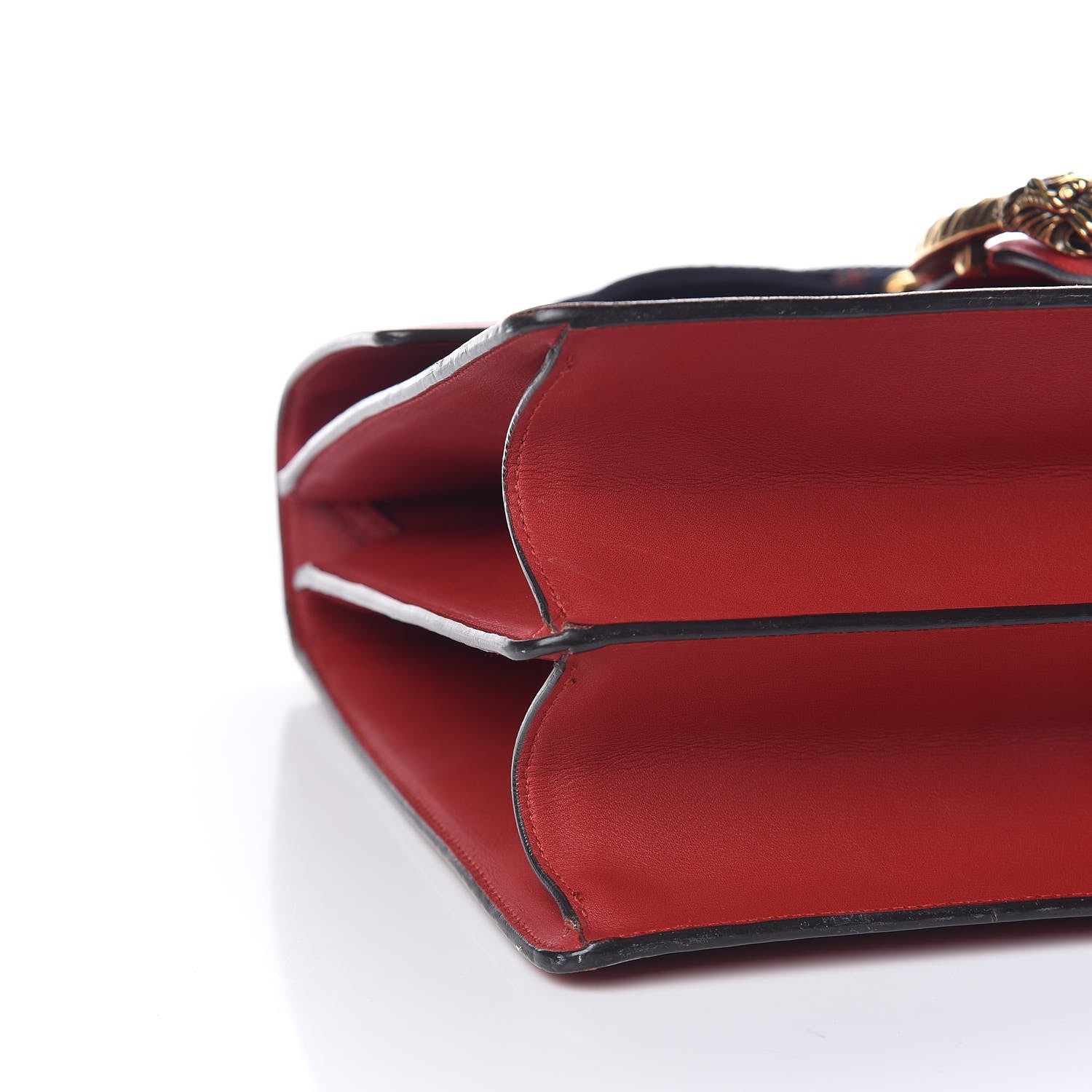 Gucci Moon Calfskin Web Large Dionysus Bamboo Top Handle Bag Hibiscus Red 5 of 13