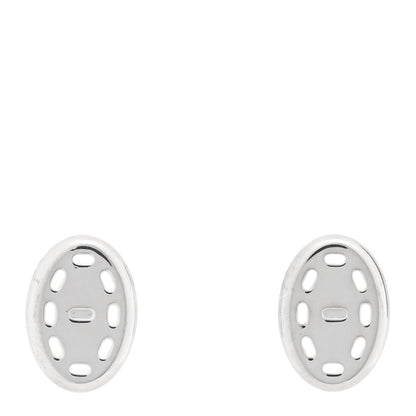 Hermes Sterling Silver PM Point Sellier Earrings 1 of 5
