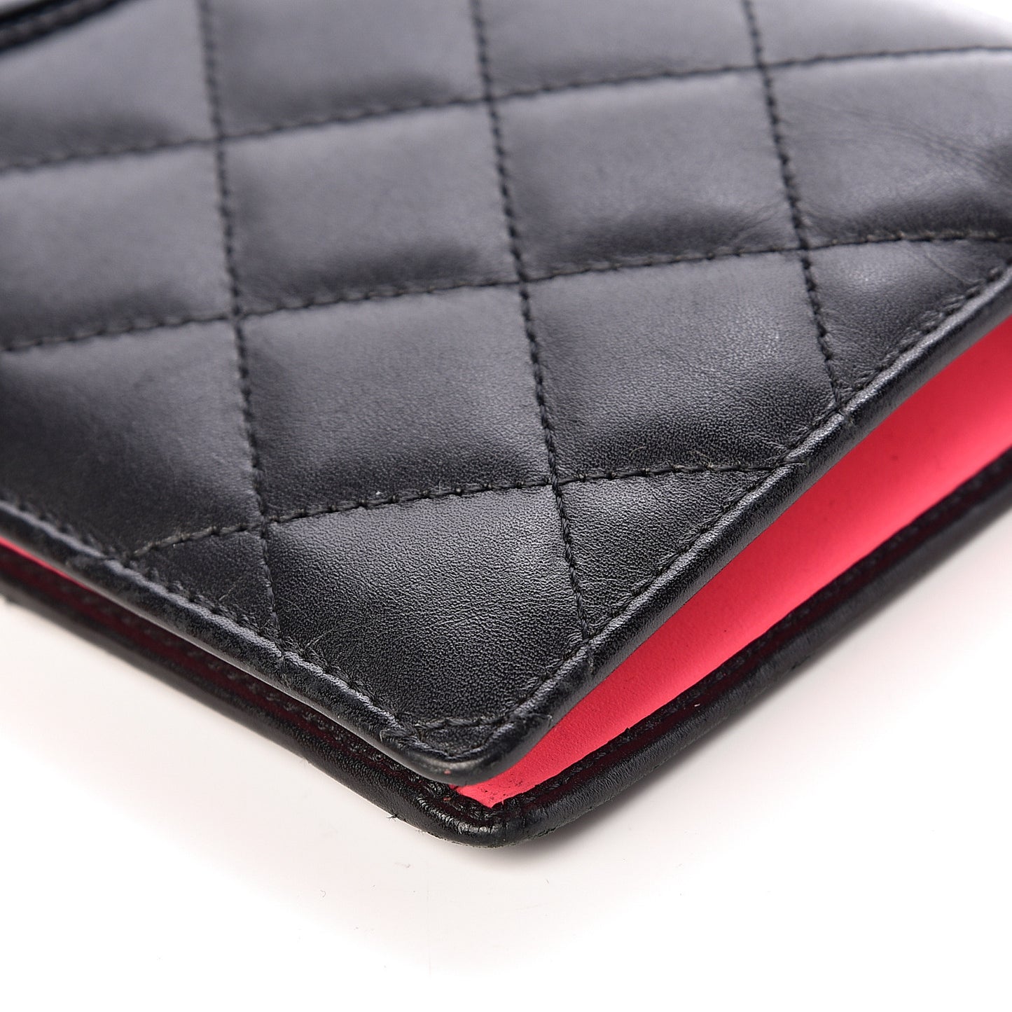 Calfskin Quilted Cambon Yen Wallet Black