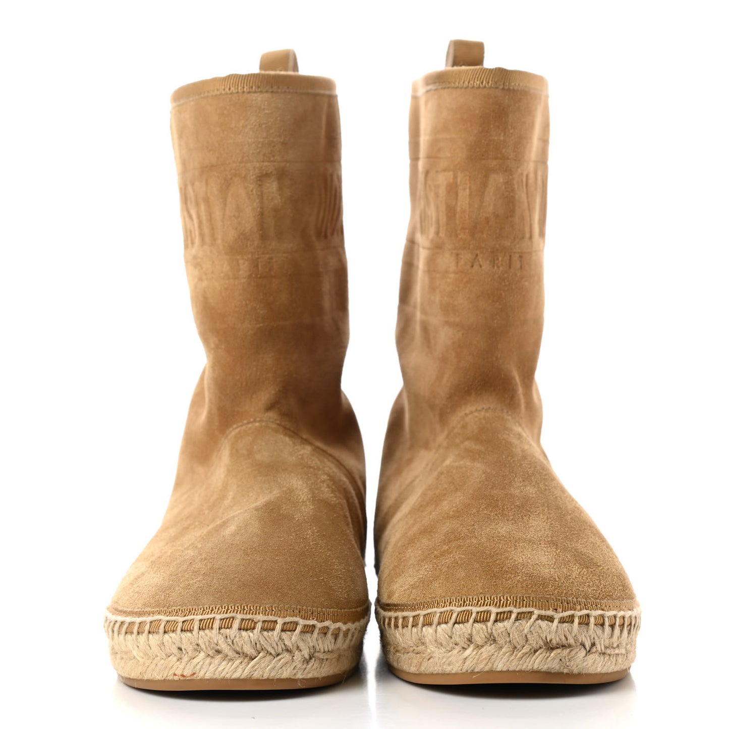 Calfskin Suede Shearling Granville Espadrille Boots 36 Natural