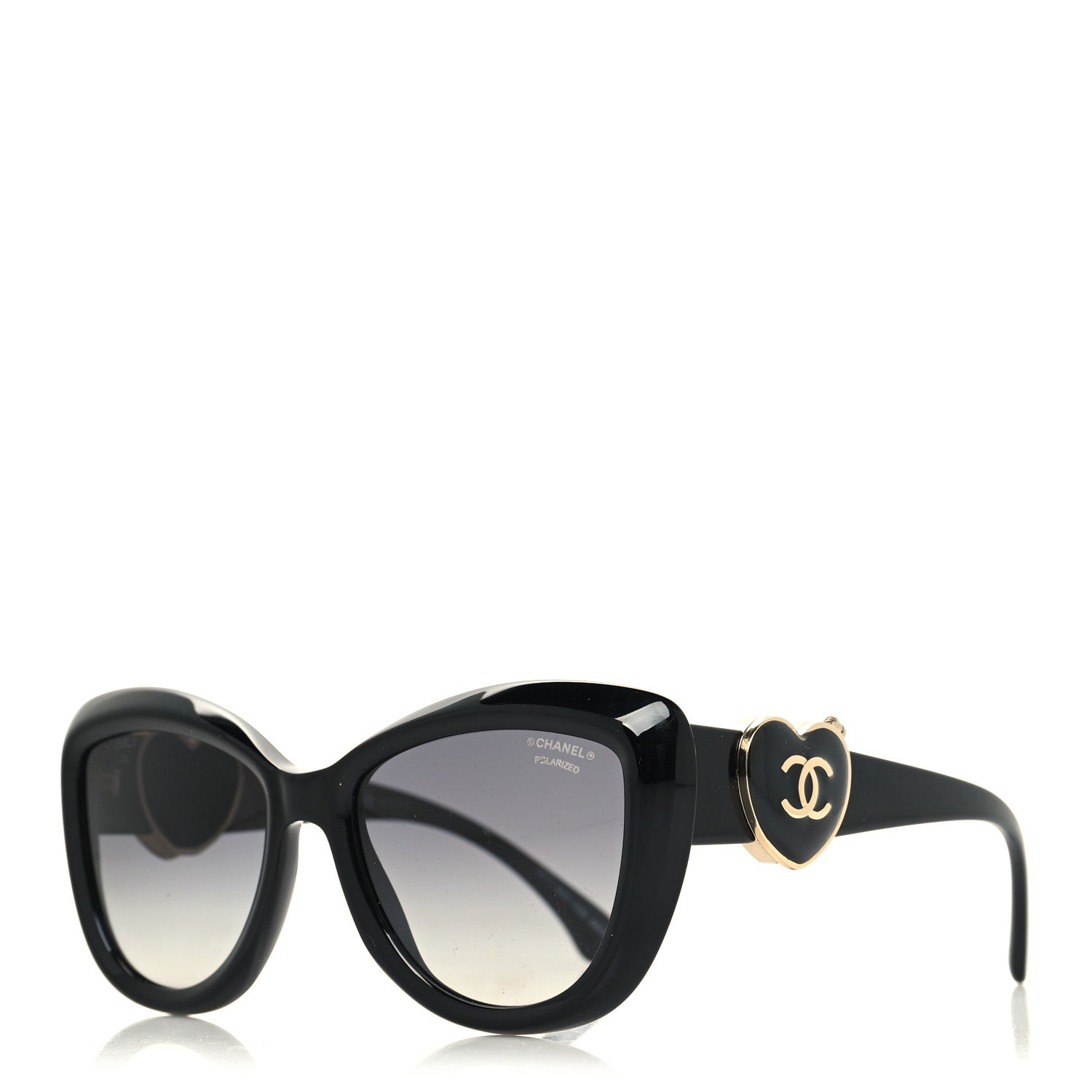 Chanel Acetate Enamel Heart Butterfly Sunglasses 5417 Black 1 of 10