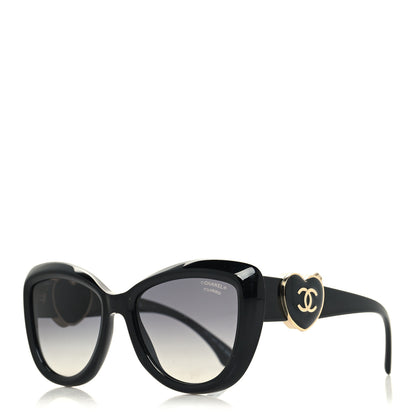 Chanel Acetate Enamel Heart Butterfly Sunglasses 5417 Black 1 of 10