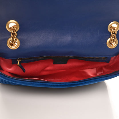 Gucci Velvet Matelasse Medium GG Marmont Shoulder Bag Cobalt Blue 5 of 9