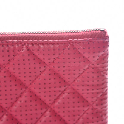 Chanel Perforated Lambskin Quilted Large Cosmetic Case Pink 11 of 15