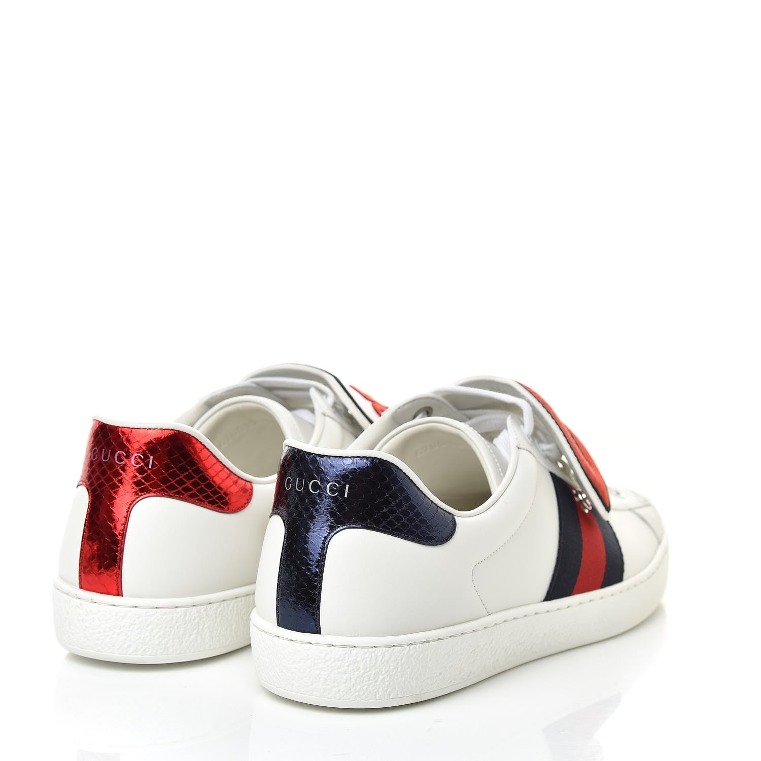 Gucci Calfskin Ayers Web Blind for Love Embroidered Mens Ace Sneakers 10.5 White 4 of 11