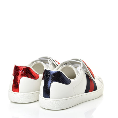 Gucci Calfskin Ayers Web Blind for Love Embroidered Mens Ace Sneakers 10.5 White 4 of 11
