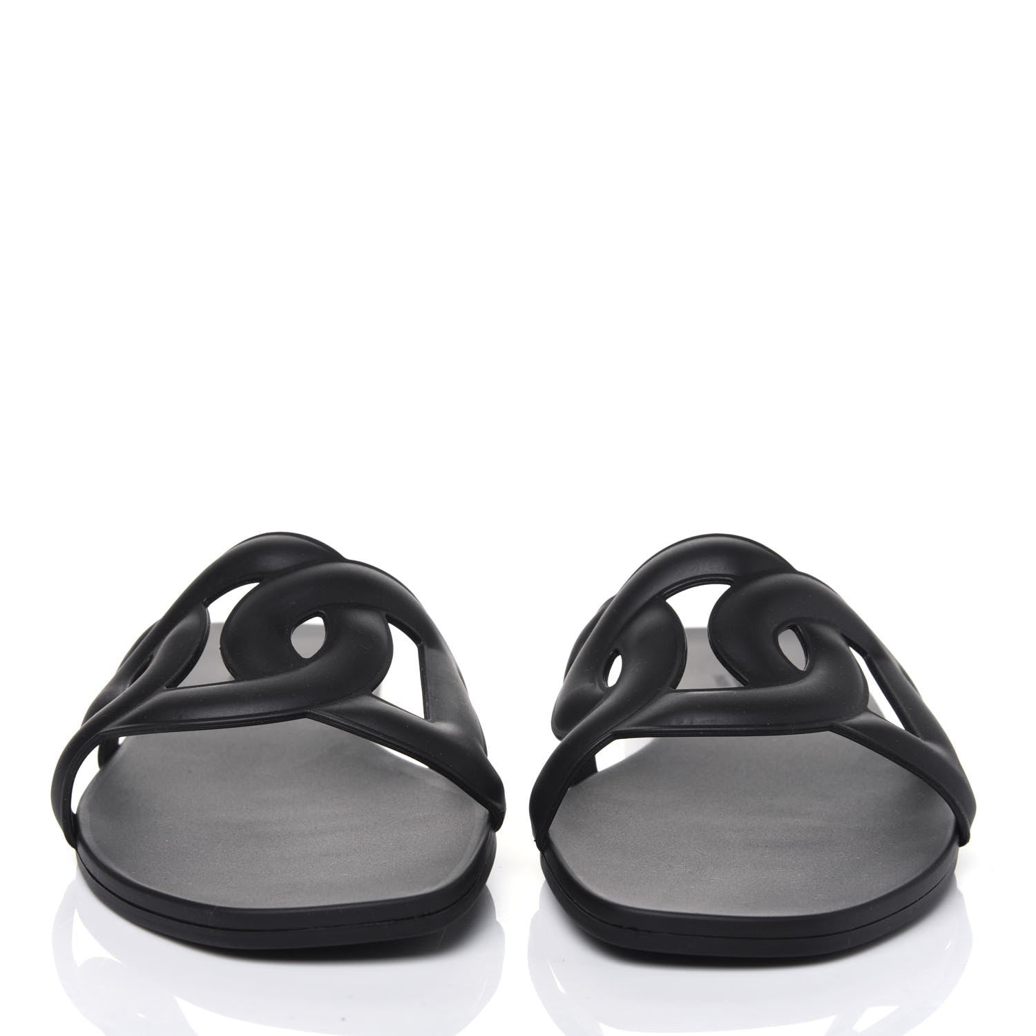 Hermes Rubber Aloha Sandals 36 Black 2 of 8