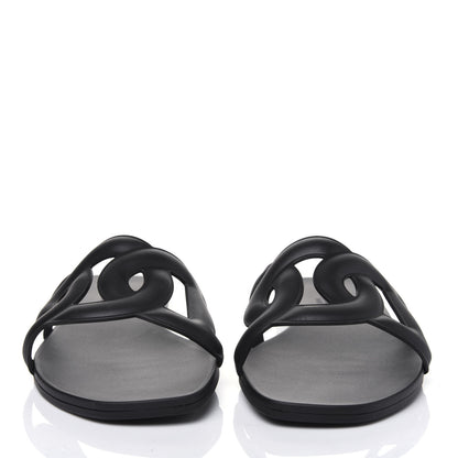 Hermes Rubber Aloha Sandals 36 Black 2 of 8