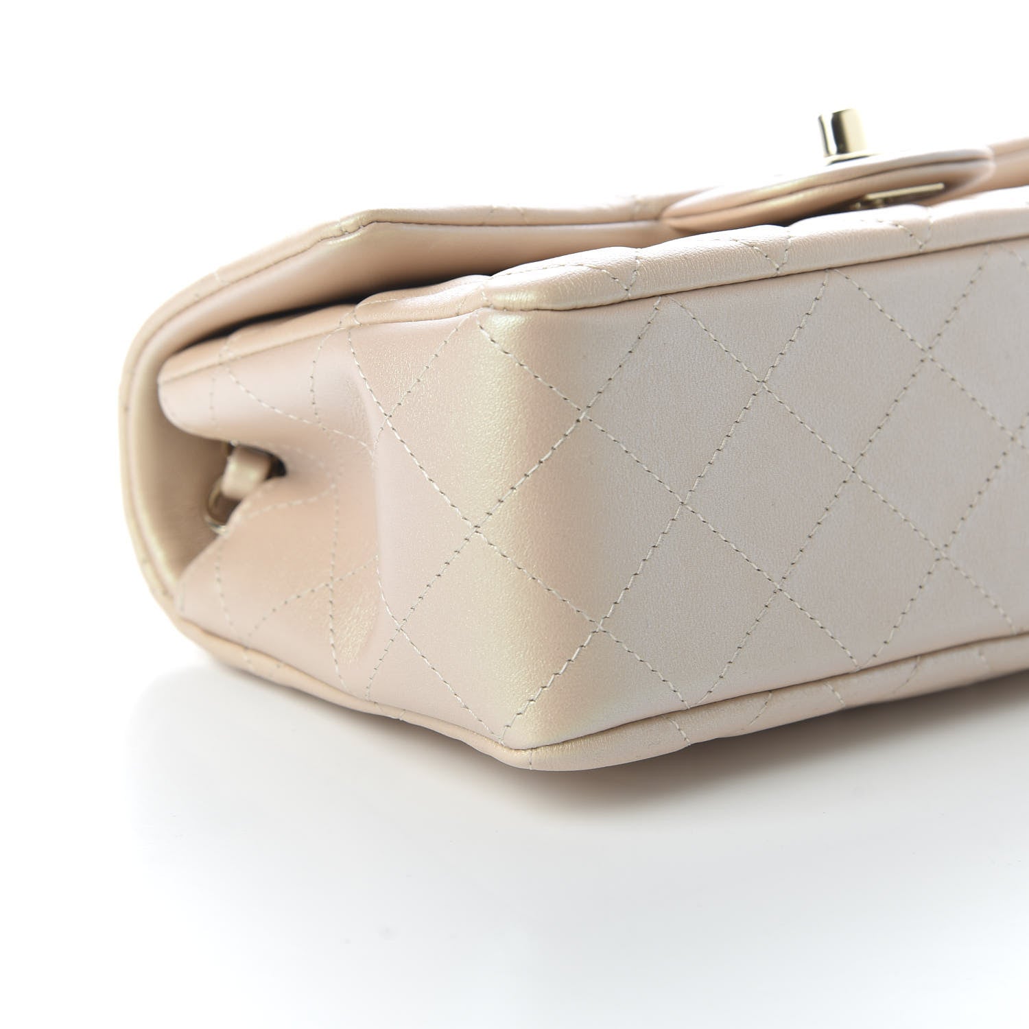 Chanel Iridescent Calfskin Quilted Mini Rectangular Flap Beige 6 of 10