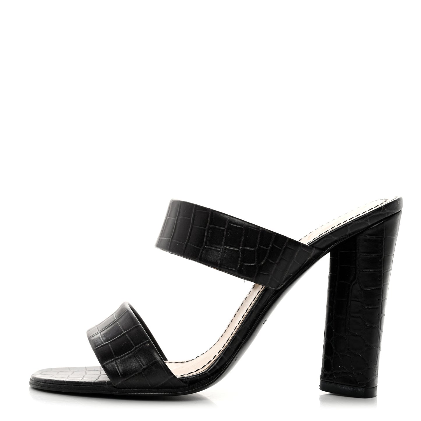 Calfskin Crocodile Embossed Sandals 36.5 Black