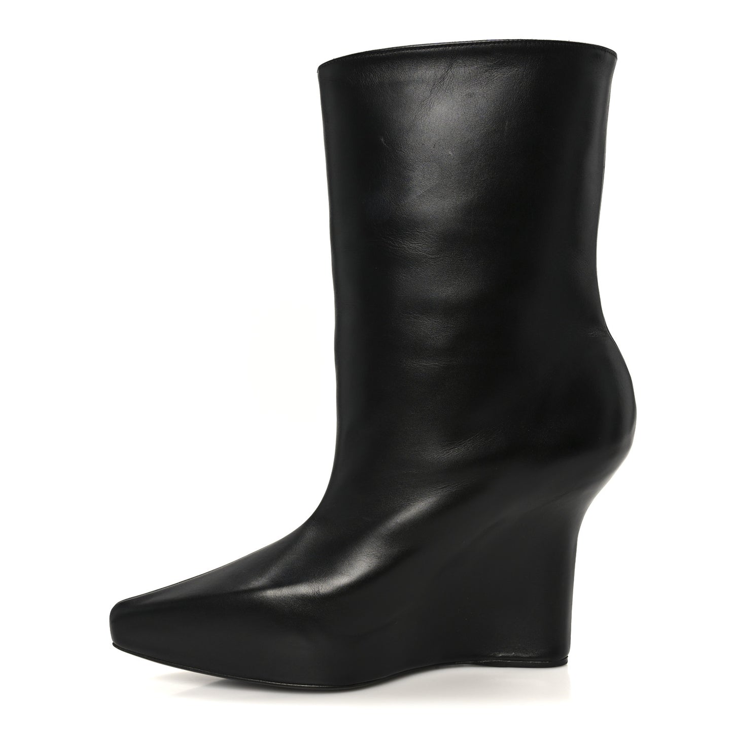 Calfskin G Lock 80mm Wedge Low Boots 38 Black