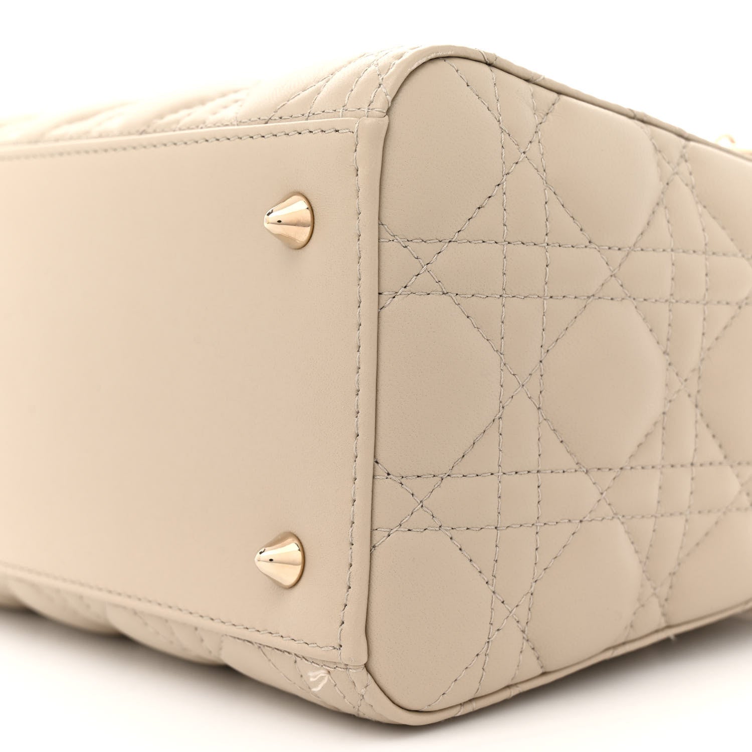 Christian Dior Lambskin Cannage Medium Lady Dior Beige 10 of 12