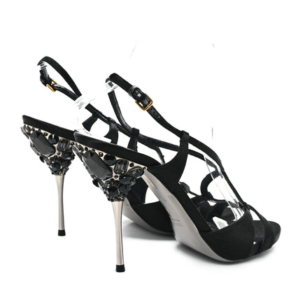 Miu Miu Satin Crystal Sandals 39 Black 5 of 8