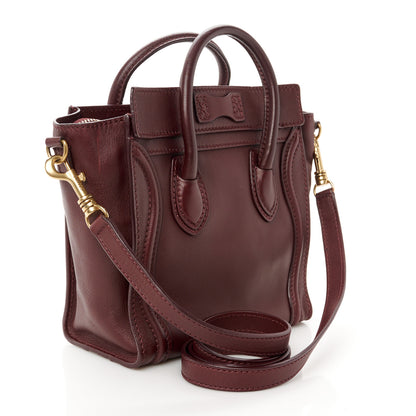 Celine Smooth Calfskin Nano Luggage Burgundy 3 of 9