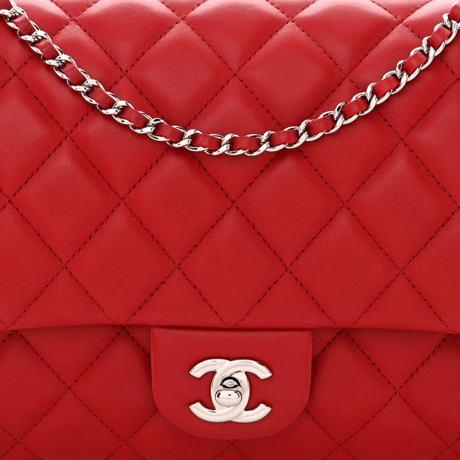 Chanel Lambskin Quilted Flap Clutch Red 8 of 11