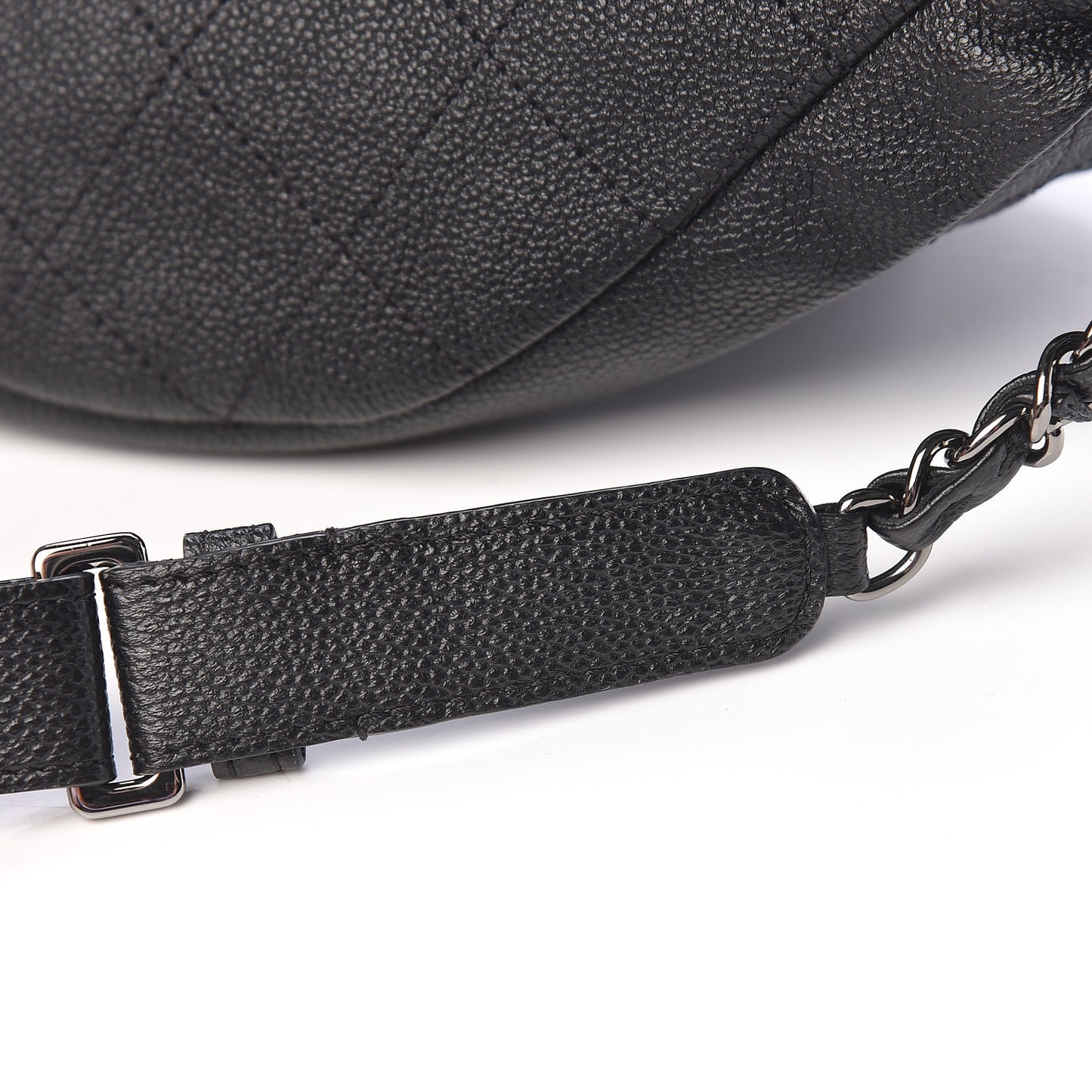 Caviar Stitched Banane Waist Bag Fanny Pack Black