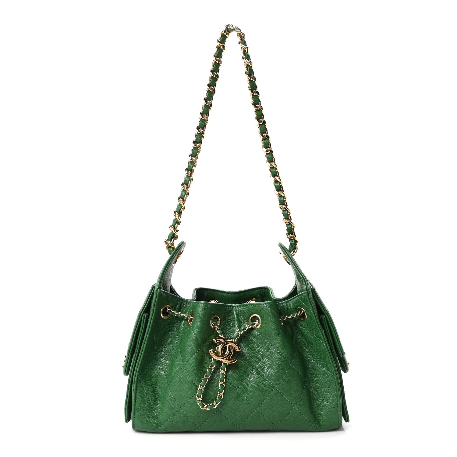 Chanel Caviar Quilted Mini Chanel 25 Handbag Green 2 of 10