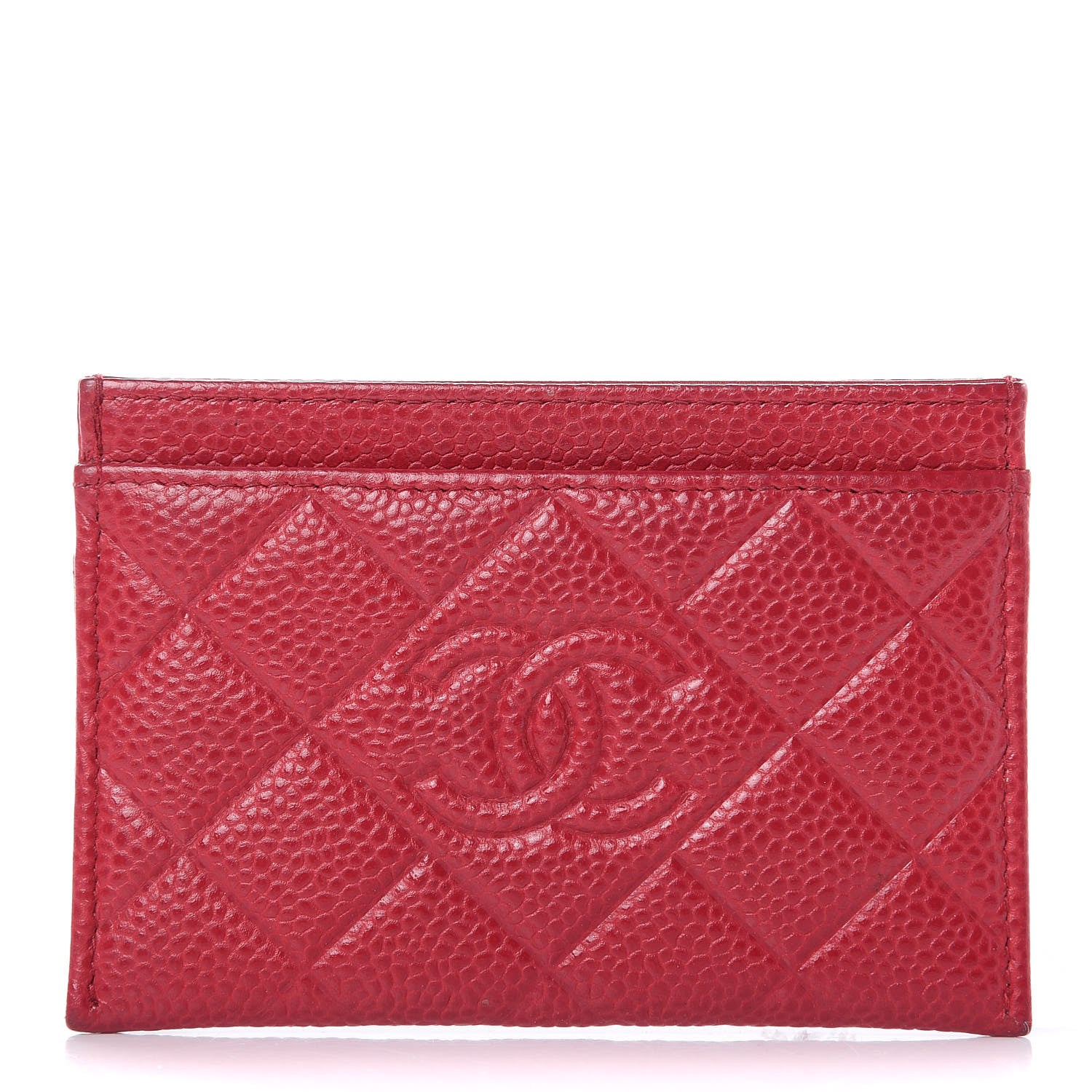 Chanel Caviar Quilted Diamond CC Card Holder Dark Pink 2 of 16