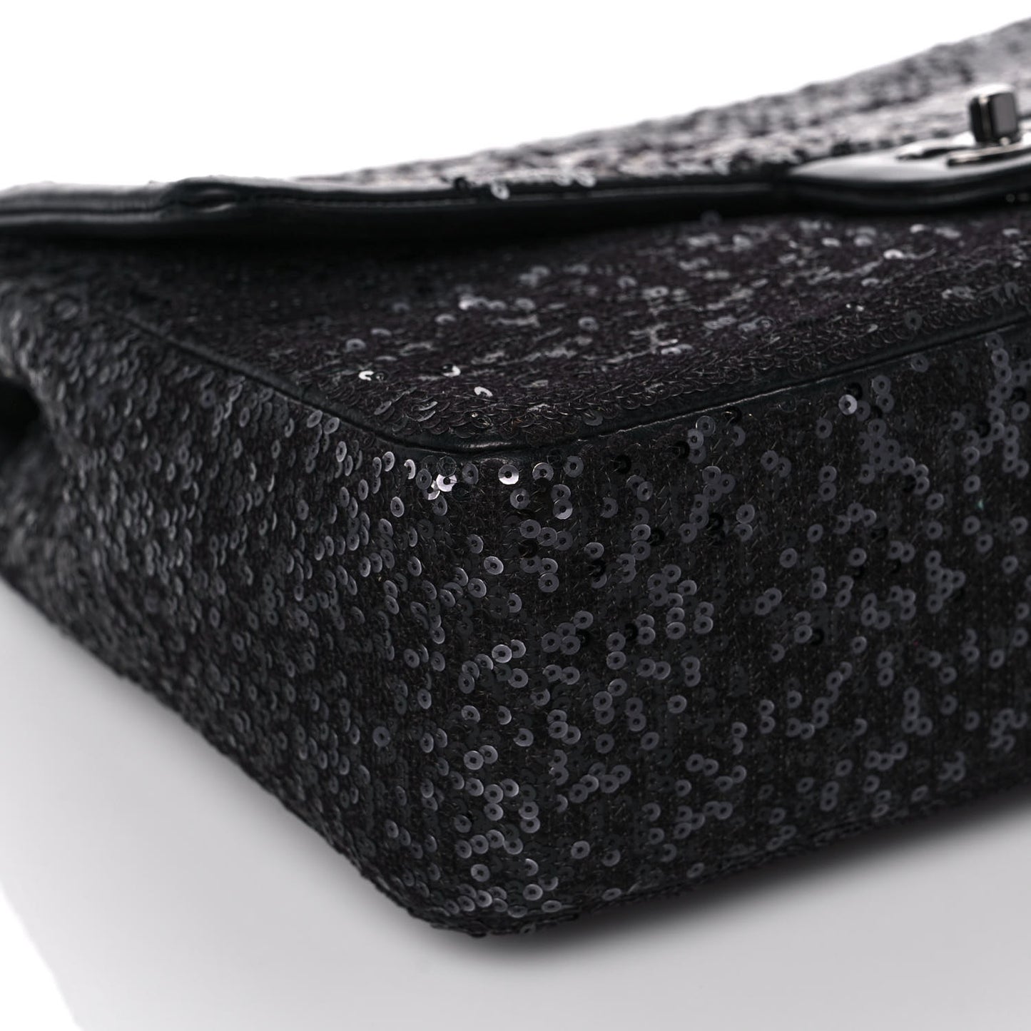 Sequin Lambskin Jumbo Moonlight on Water Flap Black