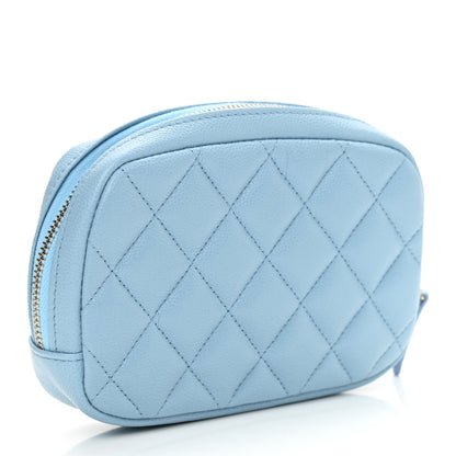 Chanel Caviar Quilted Small Curvy Pouch Cosmetic Case Light Blue 3 of 8