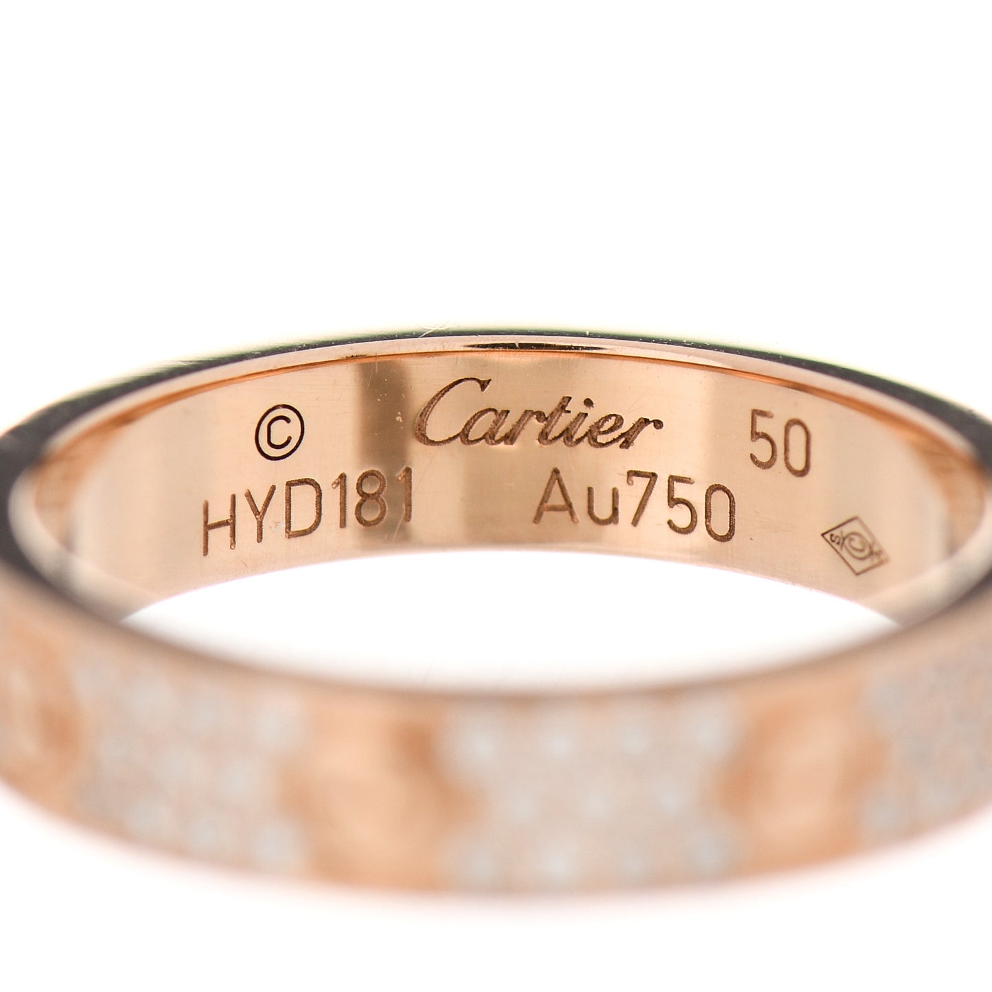 18K Pink Gold Diamond 4mm LOVE Wedding Paved Band Ring 50 5.25