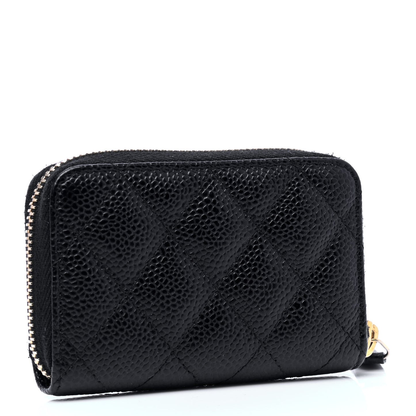 Caviar Quilted Zip Coin Purse Black