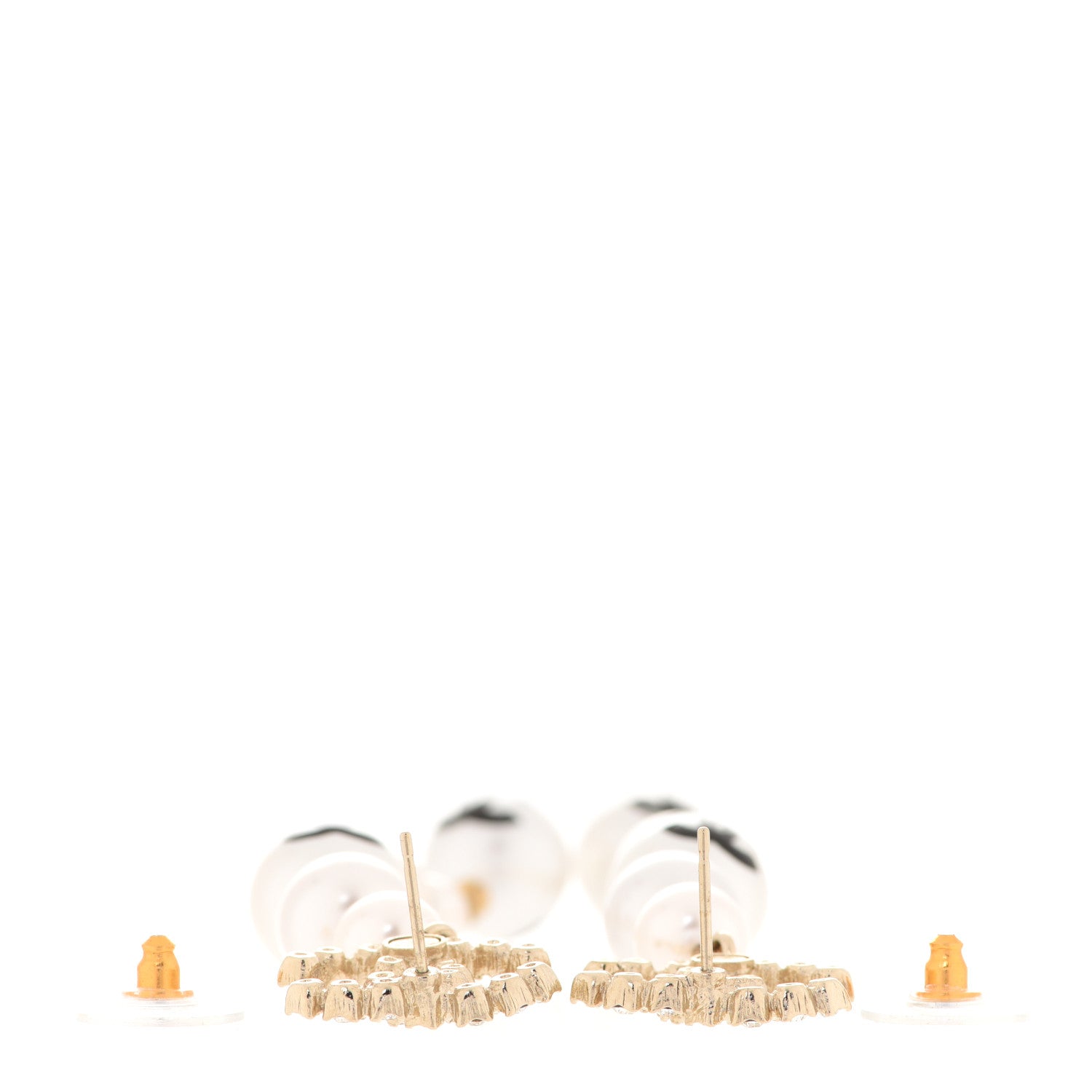 Chanel Pearl Crystal Coco's Pearls CC Long Drop Earrings Pearly White Gold Black 4 of 4