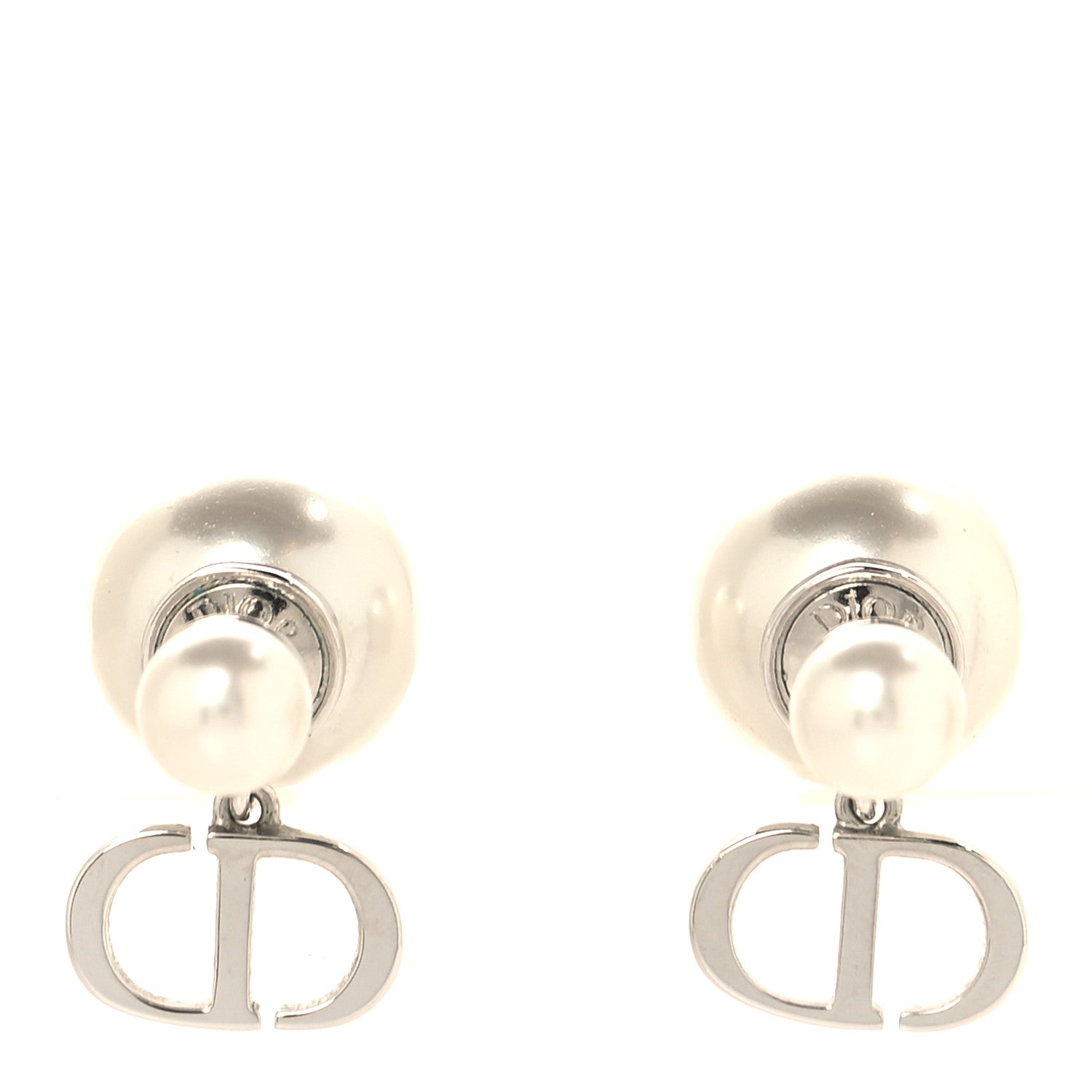 Christian Dior Metal Pearl Tribales Earrings Silver 1 of 5