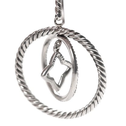 David Yurman Sterling Silver Diamond Quatrefoil Mobile Circle Earrings 3 of 4
