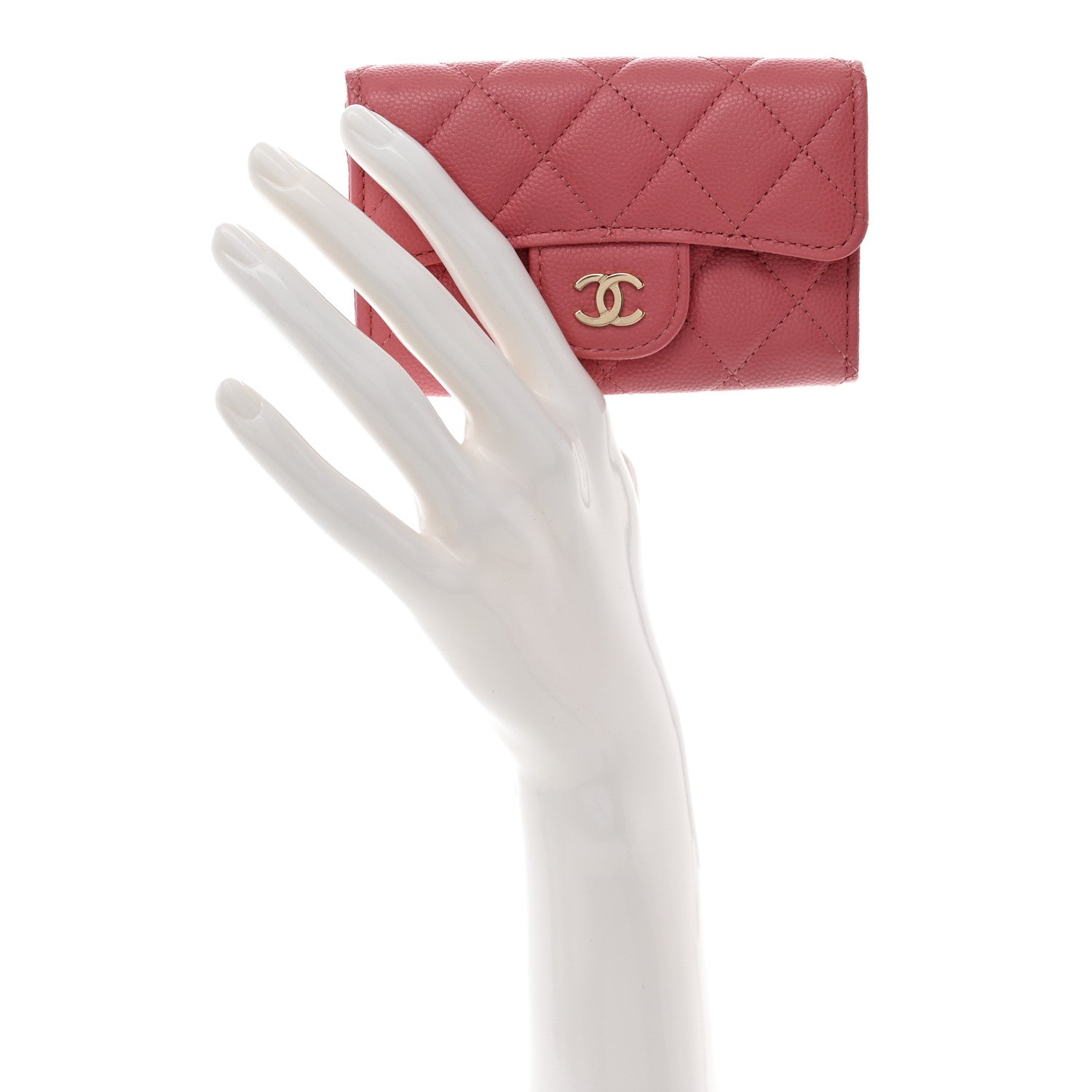 Chanel Caviar Quilted Flap Card Holder Wallet Pink 3 of 11
