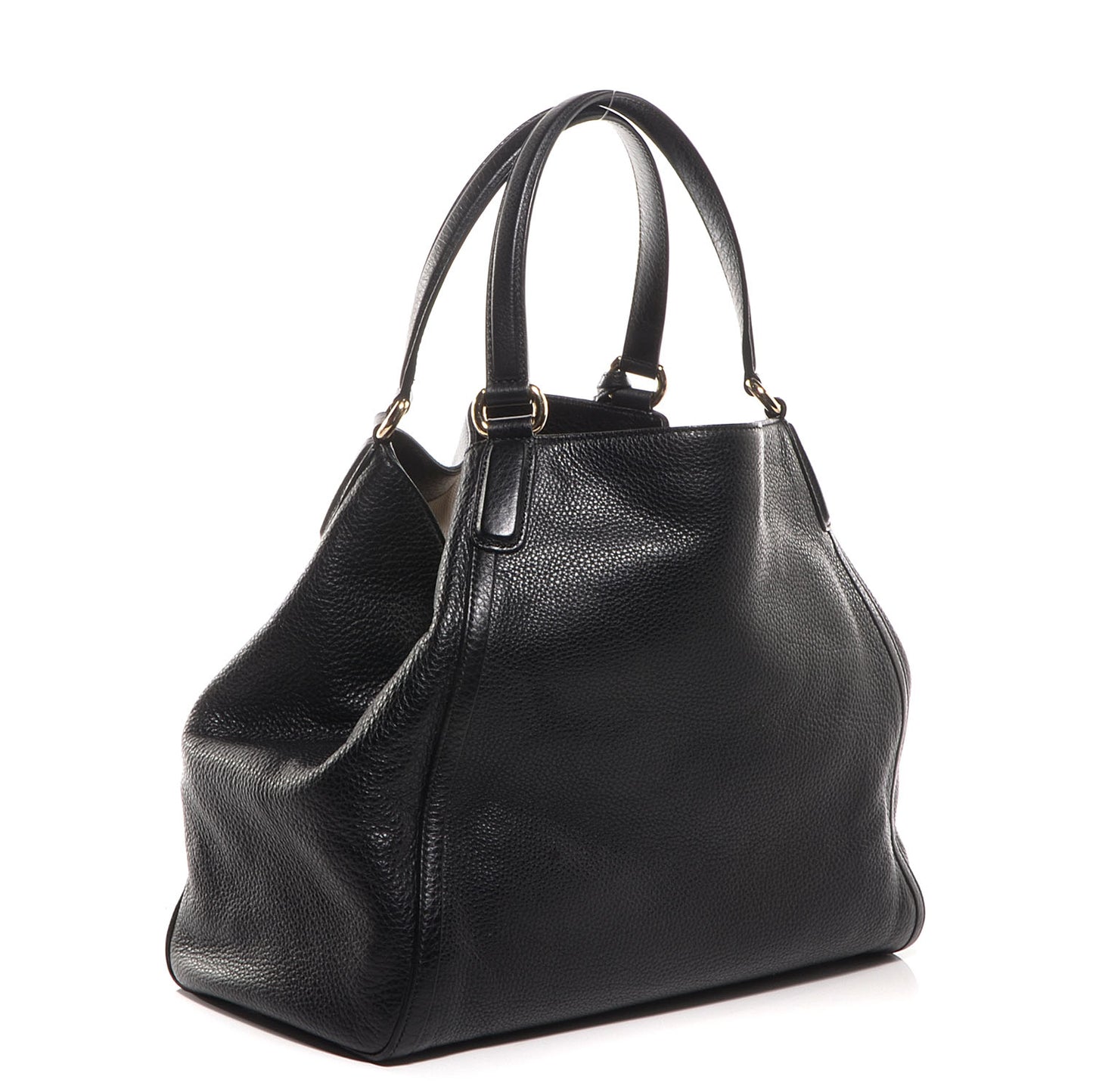 Pebbled Calfskin Medium Soho Shoulder Bag Black