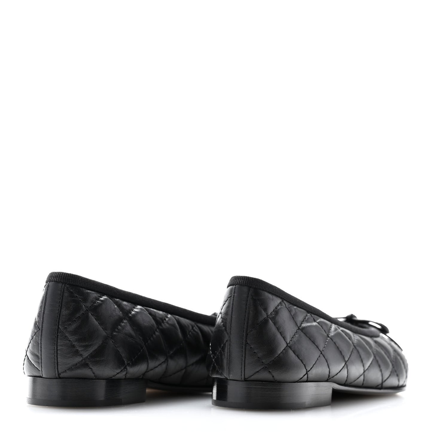 Aged Calfskin Quilted CC Cap Toe Ballerina Flats 36.5 Black