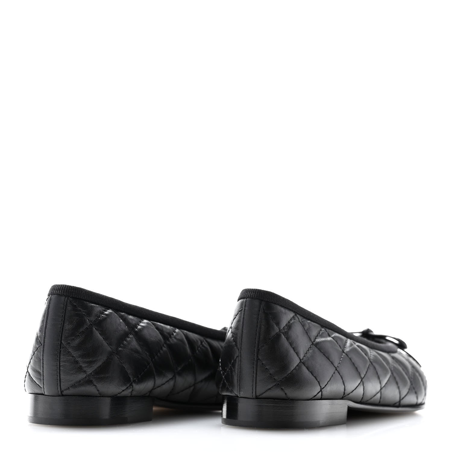 Chanel Aged Calfskin Quilted CC Cap Toe Ballerina Flats 36.5 Black 4 of 10