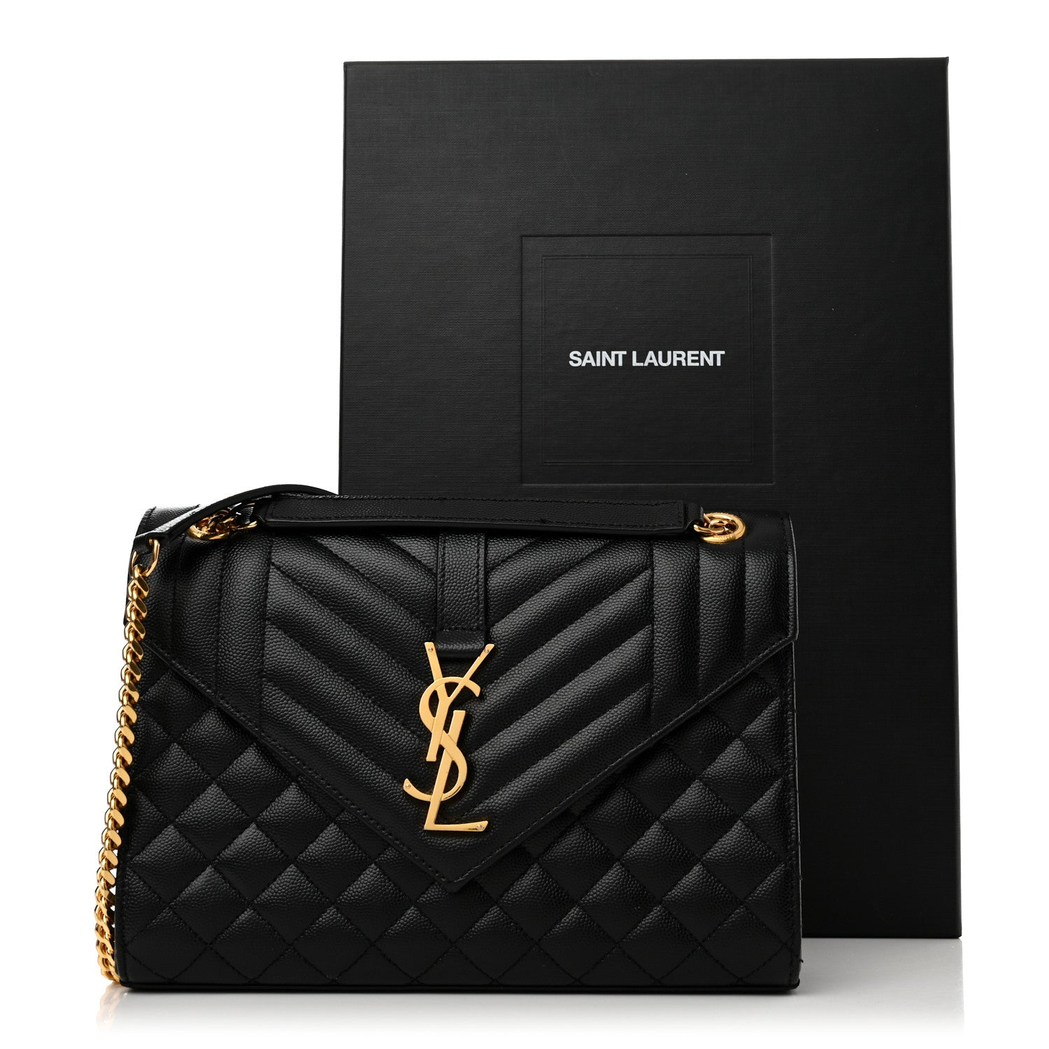 Saint Laurent Grain De Poudre Textured Mixed Matelasse Triquilt Medium Monogram Satchel Black 12 of 12