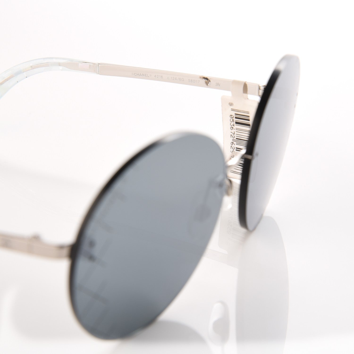 Chanel Metal Rimless Round Sunglasses 4216 Silver 5 of 6