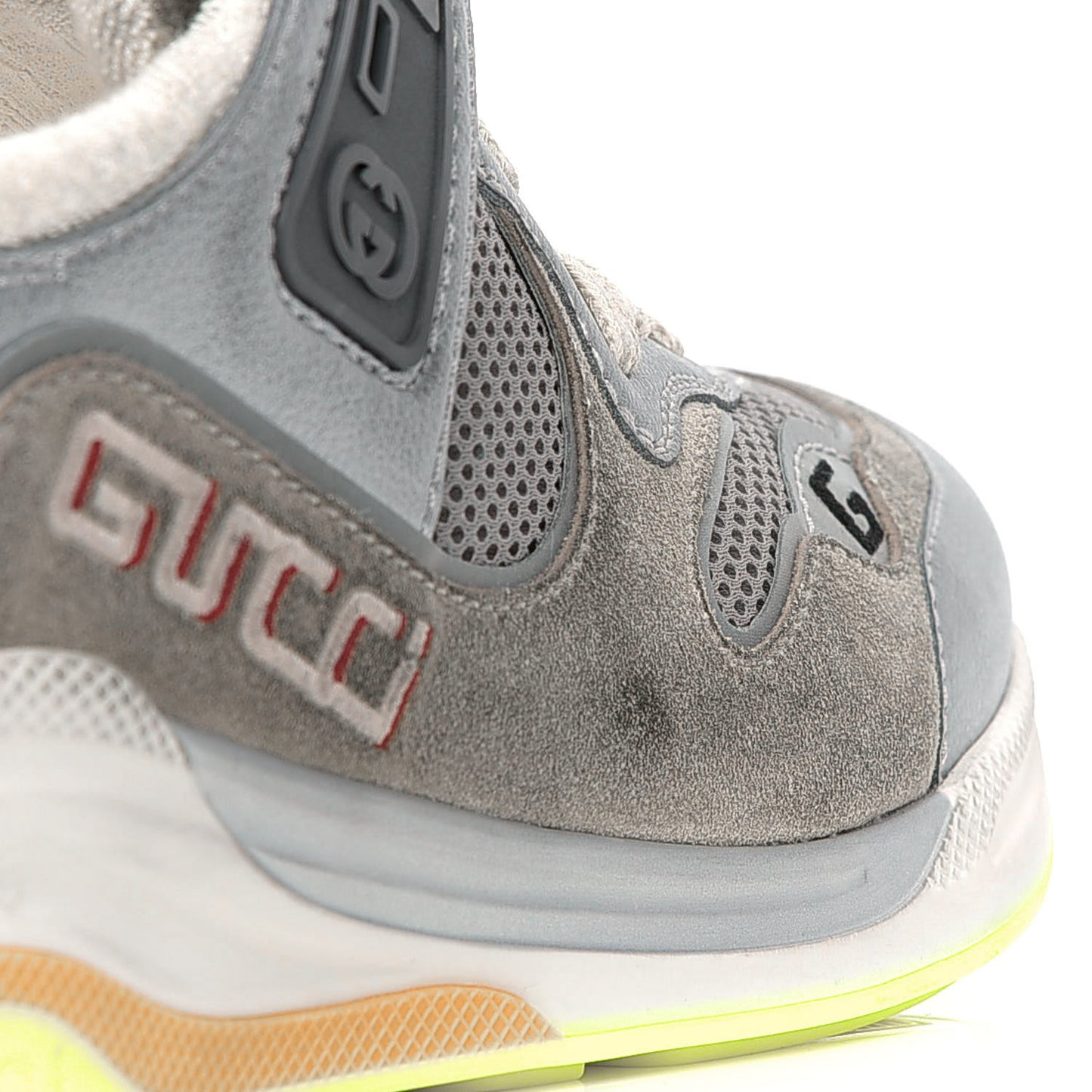 Metallic Calfskin Suede Mens Ultrapace Sneakers 8 Silver Oatmeal