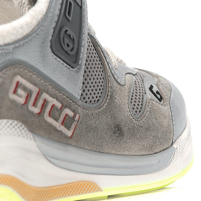 Gucci Metallic Calfskin Suede Mens Ultrapace Sneakers 8 Silver Oatmeal 5 of 5