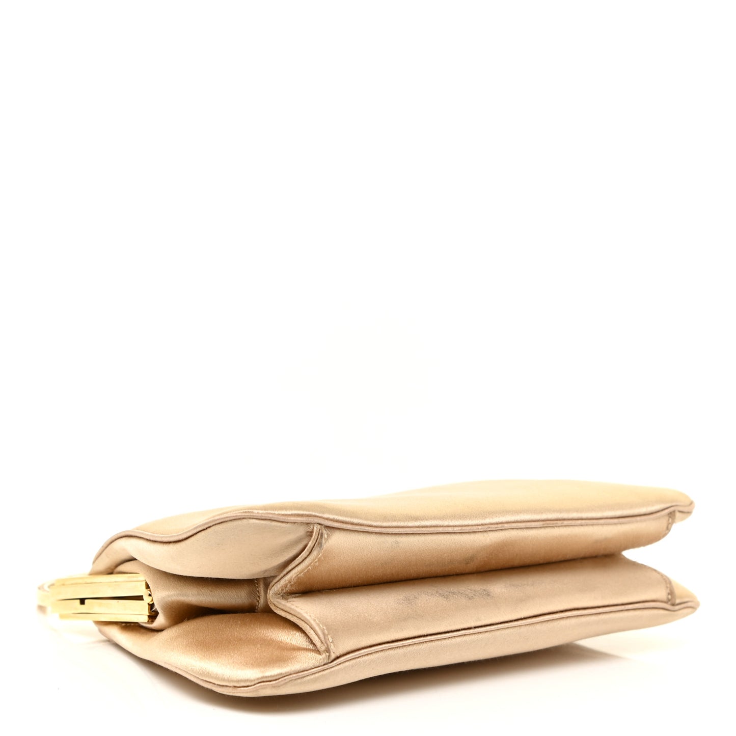 Crystal Trim Satin Evening Bag Clutch Beige