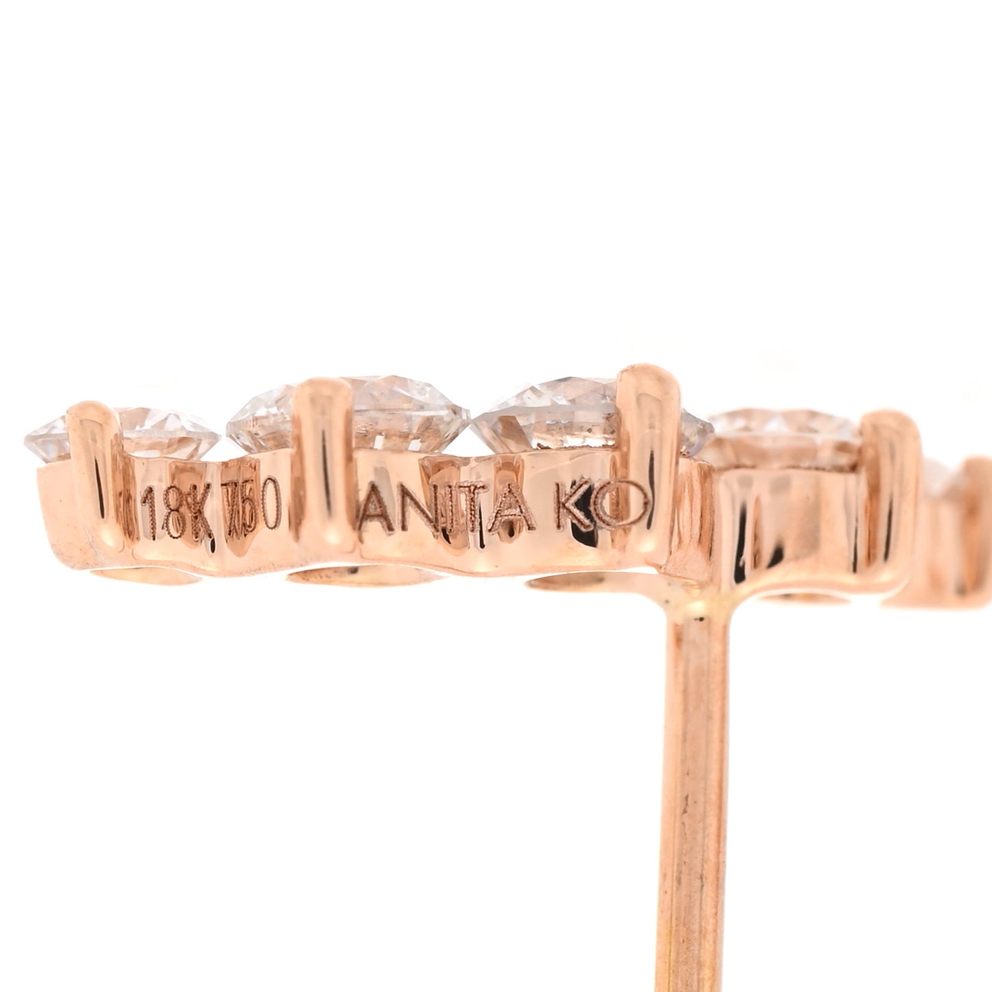 18K Rose Gold Diamond Arc Stud Earrings
