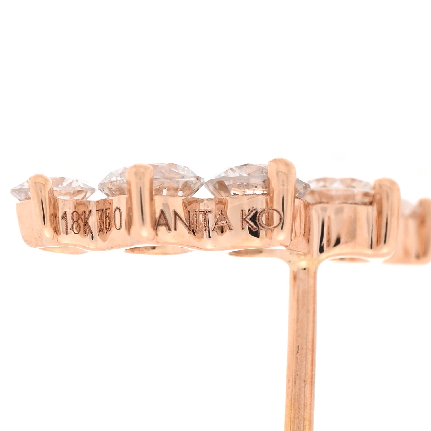 Anita Ko 18K Rose Gold Diamond Arc Stud Earrings 4 of 5