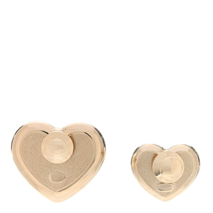 Chanel Resin Crystal CC Heart Brooch Set Pearly White Gold 3 of 5